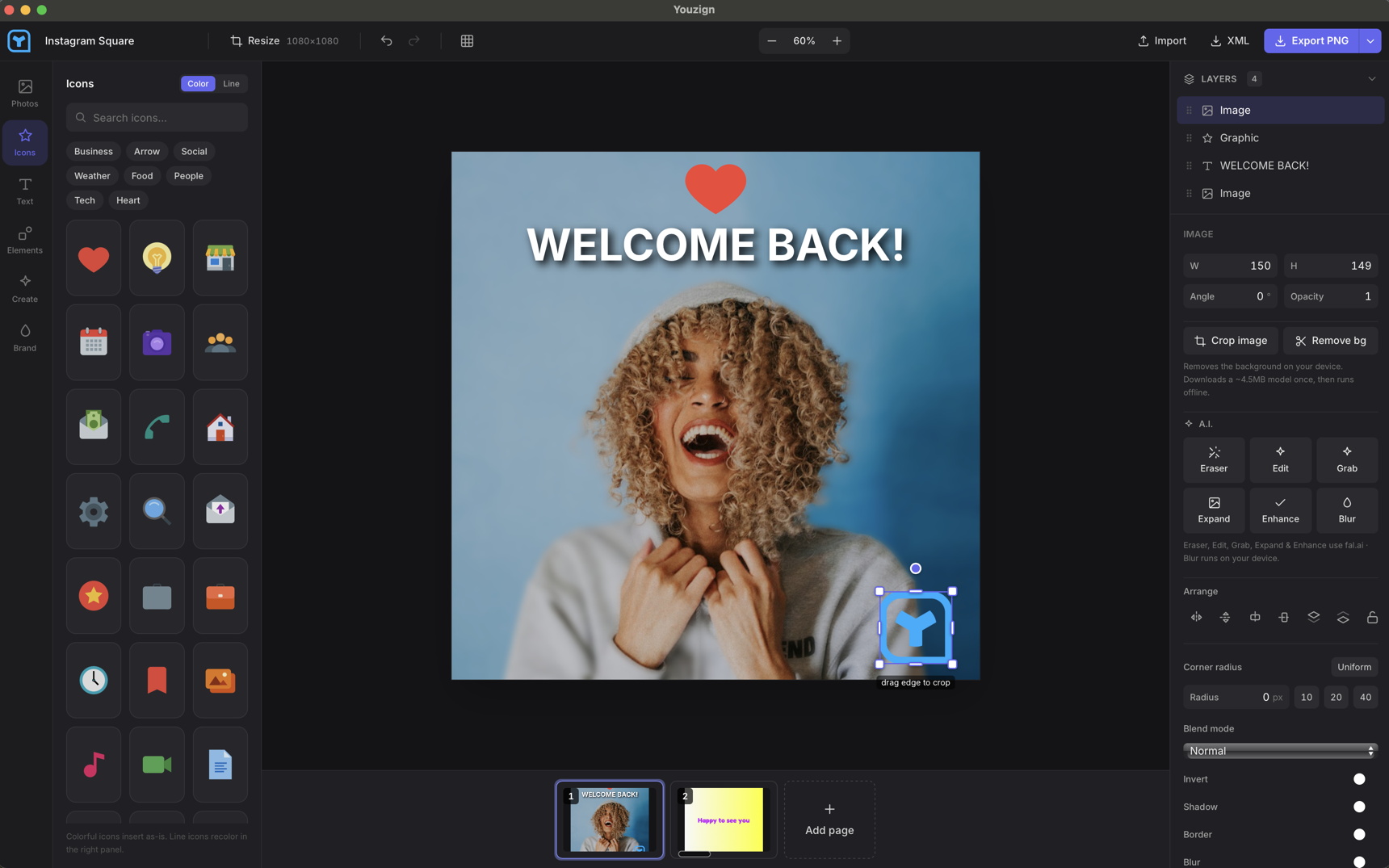 The redesigned Youzign editor